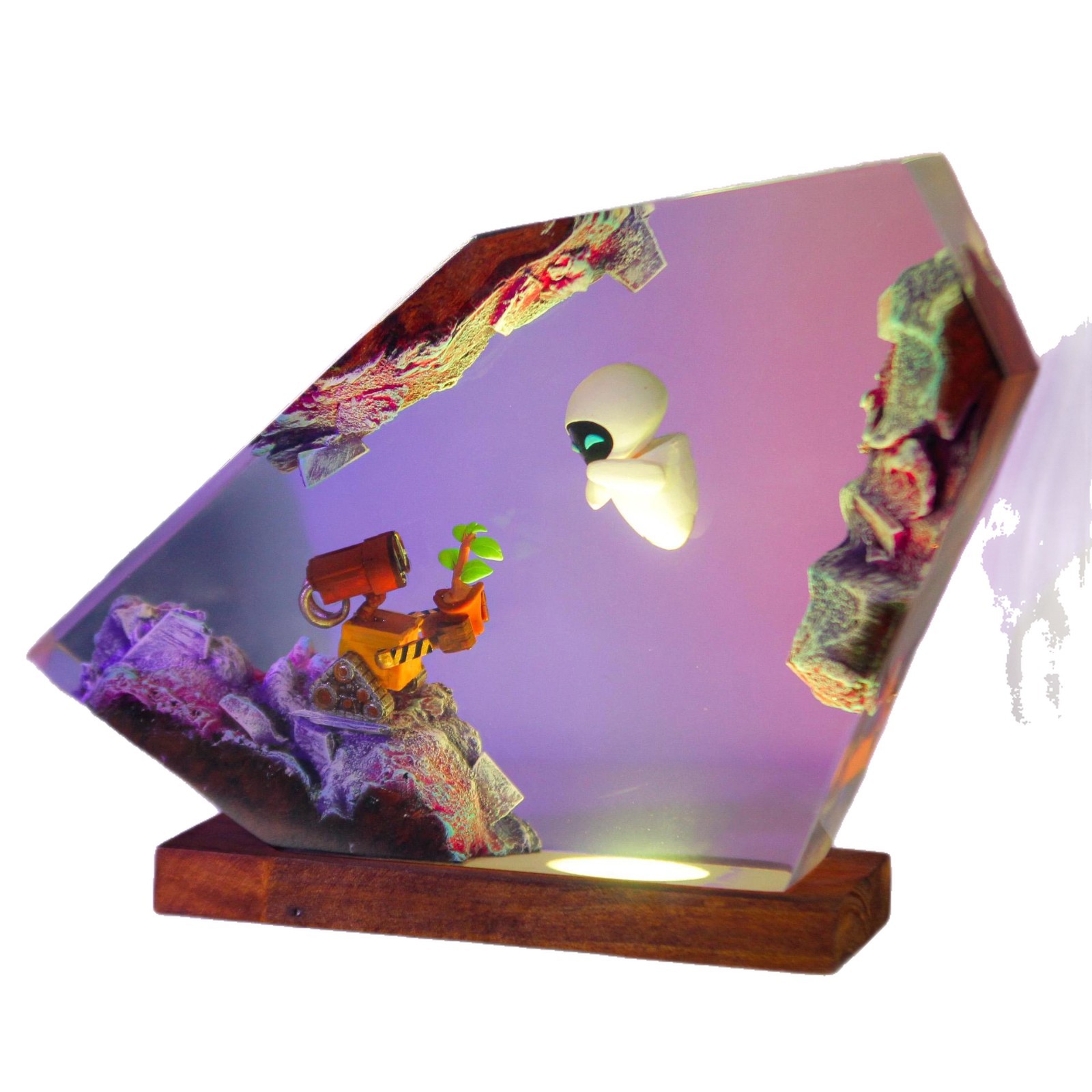 lámpara de noche epoxi hecha a mano lámpara de escritorio de resina epoxi PS5 pequeño robot viento bohemio perilla de regalo