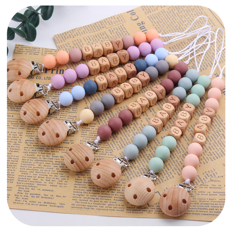 Nuevo nombre de bricolaje clip de chupete de haya de planeta creativo bebé calmante de silicona molar cadena de chupete anti