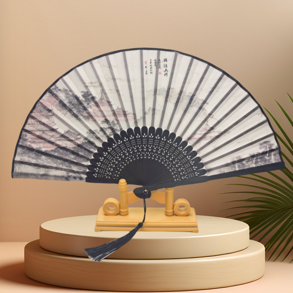 Ventilador plegable chino antiguo ventilador de seda de mujer ventilador plegable de estilo chino ventilador de mujer Hanbok bambú clásico pequeño ventilador danza