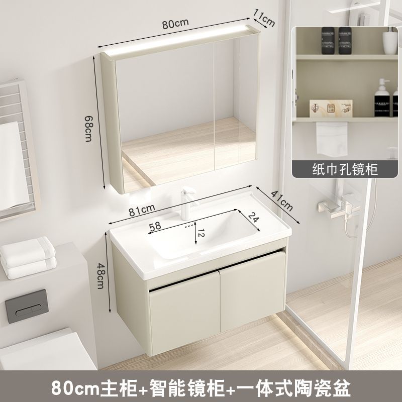 41 ancho de acero inoxidable gabinete de baño de cerámica cuenca integrada pequeño apartamento baño lavabo combinación