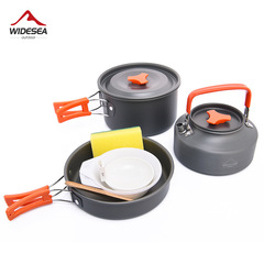 Widesea camping pot set for 2-3 people, portable outdoor pot with teapot, picnic, hiking and camping pot
