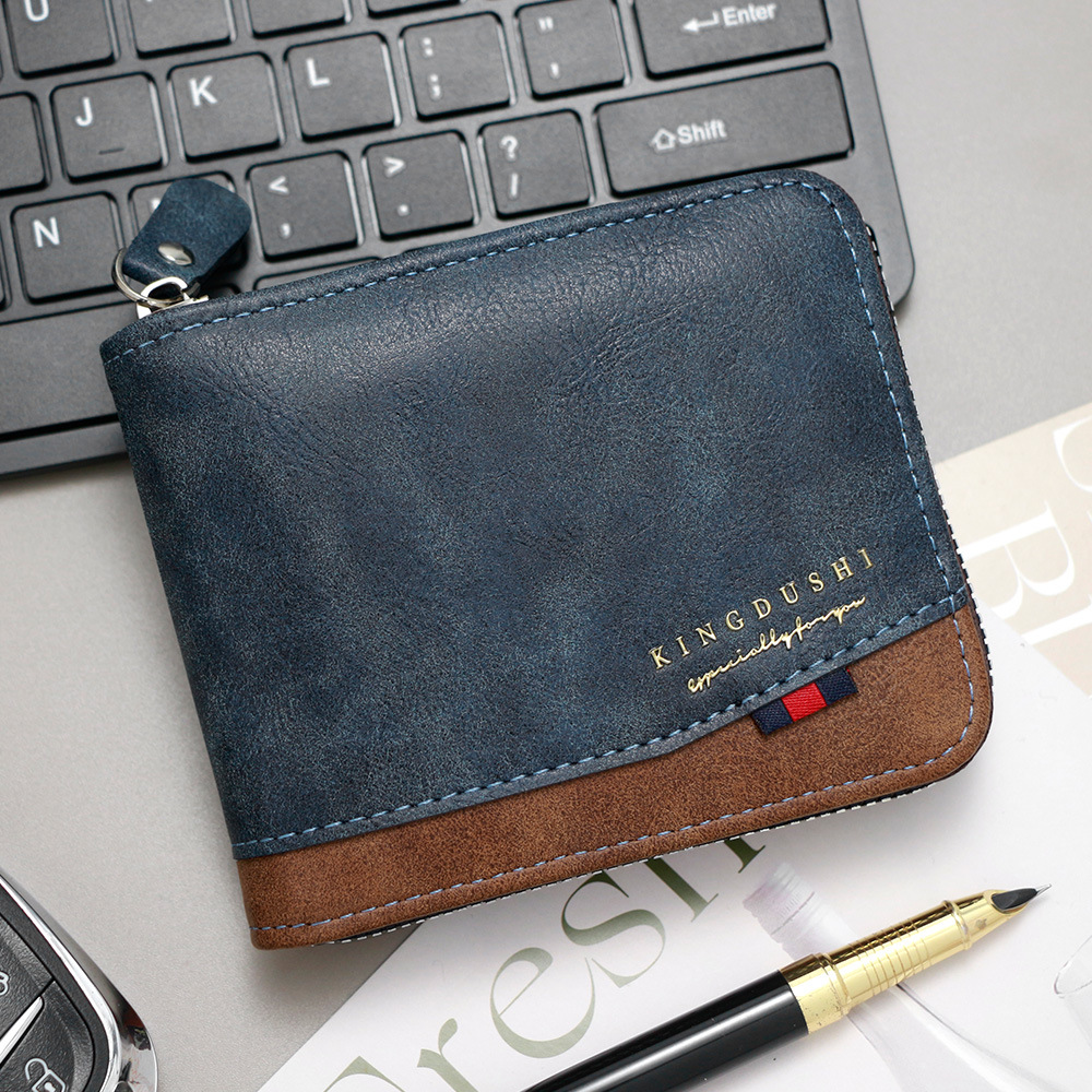 Ventas transfronterizas calientes de moda de color contraste de hombre cartera corta multi-tarjeta brazalete bisagra bolsa de cambio cartera al por mayor