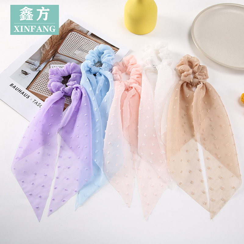 Internet Celebrant New Tie-Dye Ribbon Hair Ring Bubble Gauze Large Intestine Hair Ring Butterfly Ligature Pone Tail Triangle Scarf Headwear