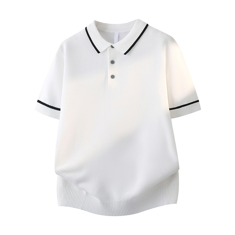 Polo camiseta de punto camiseta de manga corta hombre collar color antiguo estilo de negocios camiseta de hielo de verano fábrica transfronteriza al por mayor