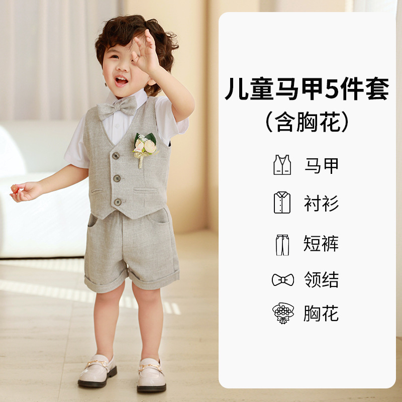 Traje para niños, traje de chaleco, vestido de verano para bebés, anfitrión de cumpleaños, traje de piano para niña de las flores para niños