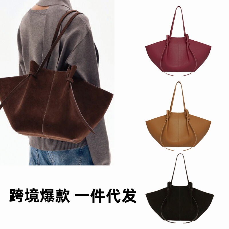 Yuzefi Wing Bag Large Capacity Tote Bag New Trendy Two-Layer Soft Cowhide Commuter Shoulder Handbag for Women Yuzefi Wing Bag Large Capacity Tote Bag New Trendy Two-Layer Soft Cowhide Commuter Shoulder Handbag for Women