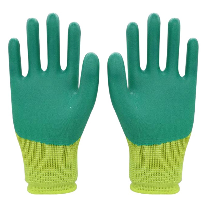 Guantes de protección laboral de espuma de látex de caucho de nylon que sumergen guantes de trabajo antideslizantes resistentes al desgaste para el sitio de construcción al por mayor