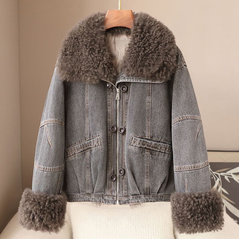 Small Batch Clothing 2026 Spring New Vintage-Style Denim Patchwork Wool and Goose down Jacket with a Unique Design and Warm Insulation Small Batch Clothing 2026 Spring New Vintage-Style Denim Patchwork Wool and Goose down Jacket with a Unique Design and Warm Insulation