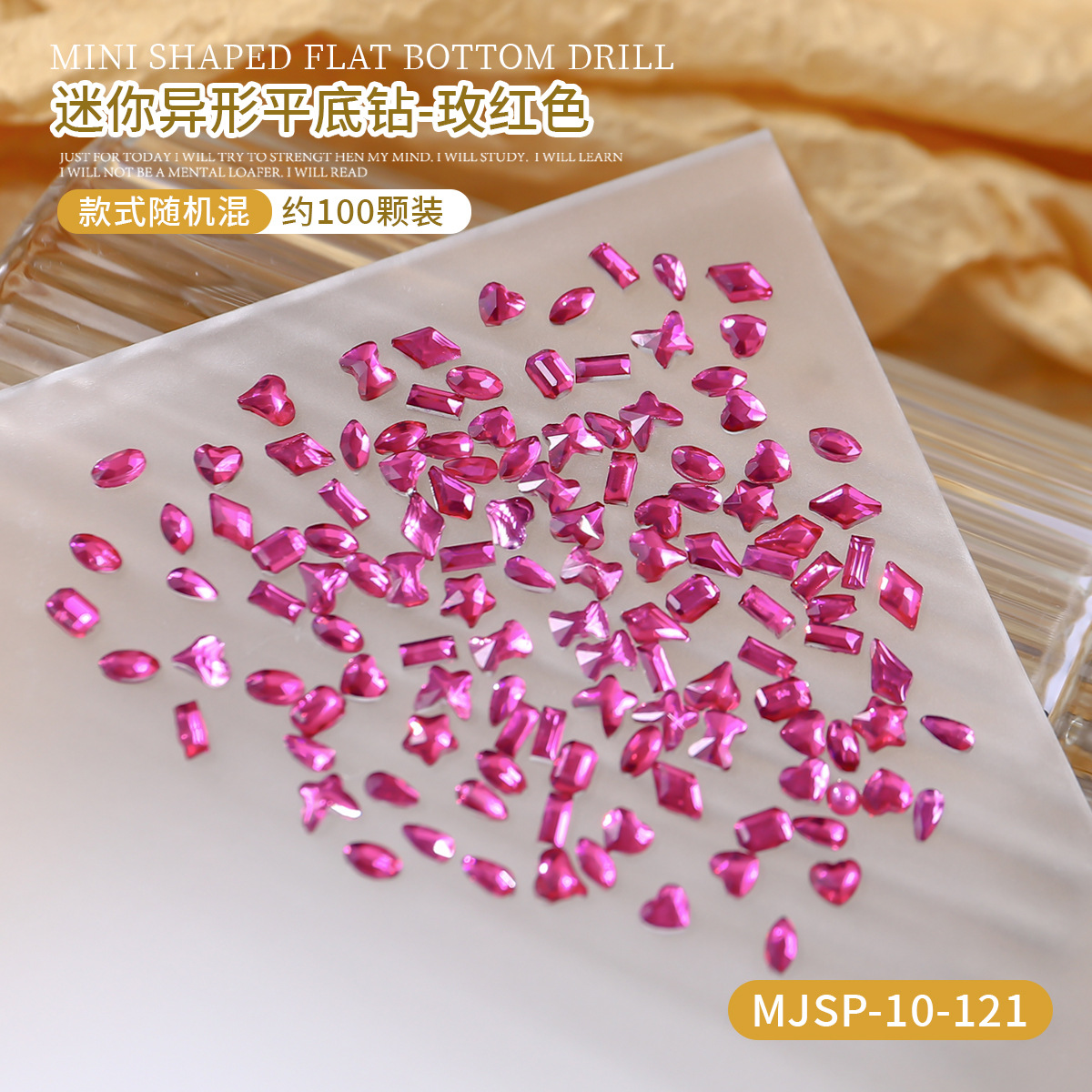 Mini joyas de manicura plano flash pequeño ojo de caballo pegatina irregular polvo transparente taladro de uñas de forma especial de champán