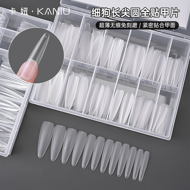 Nail Art Thin Long Pointed Nail Tips 2026 New Ultra-Thin Seamless Extension No Filing Shaping Required Wearable Nail Tips
