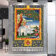 四瑞装饰画六长寿客厅玄关挂画民族风布艺藏式壁藏式唐卡和谐画布