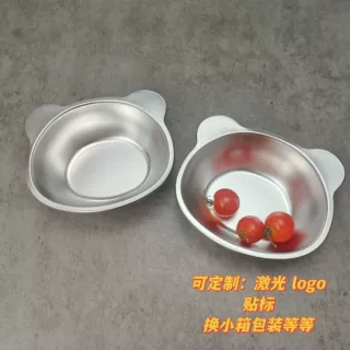 定制双耳吃饭碗不锈钢熊猫碗卡通注水双层防摔防烫家用儿童轻食碗