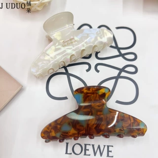 韩版金标简约发抓复古百搭发夹高级感半扎发鲨鱼夹精致气质头饰女