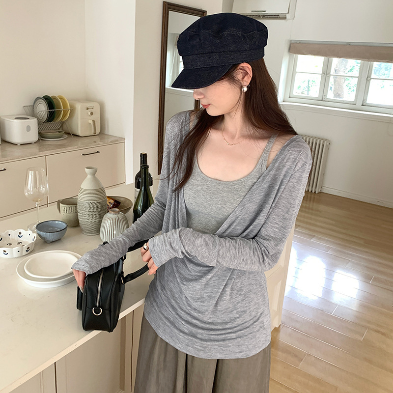 実写図ライゼル天糸の襟の日焼け止めのブラウスの長袖のtシャツの女性の2025新型の夏のきれいな小さい上着|undefined
