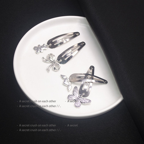 High street punk cyber ins internet celebrity personality dark love flower cross hairpin side clip hairpin