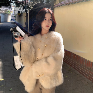 Imitation Tuscan Imitation Lamb Fur One-piece Coat Women's Mid-length Round Neck Korean Style Loose Slim-fit Fur