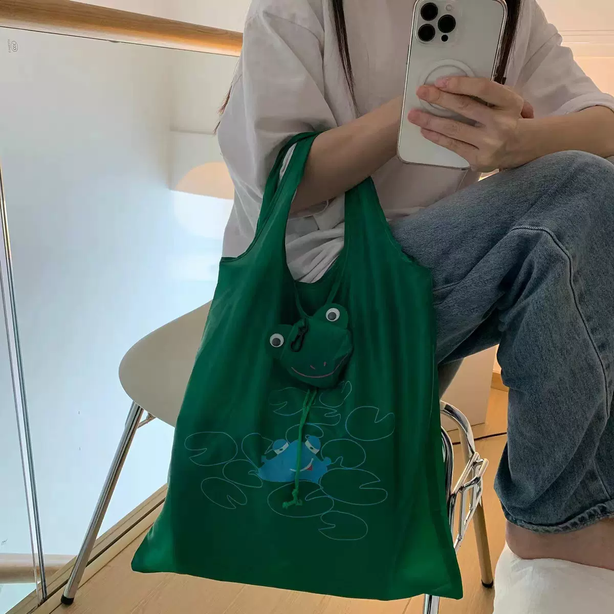 卡通折叠涤纶购物袋 大容量环保便携折叠购物袋环保手提袋定做