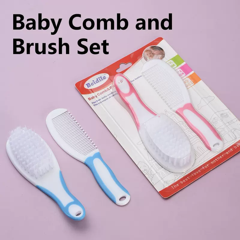 工厂现货婴儿安全双色梳刷套装去胎癣宝宝儿童洗发按摩软毛刷子