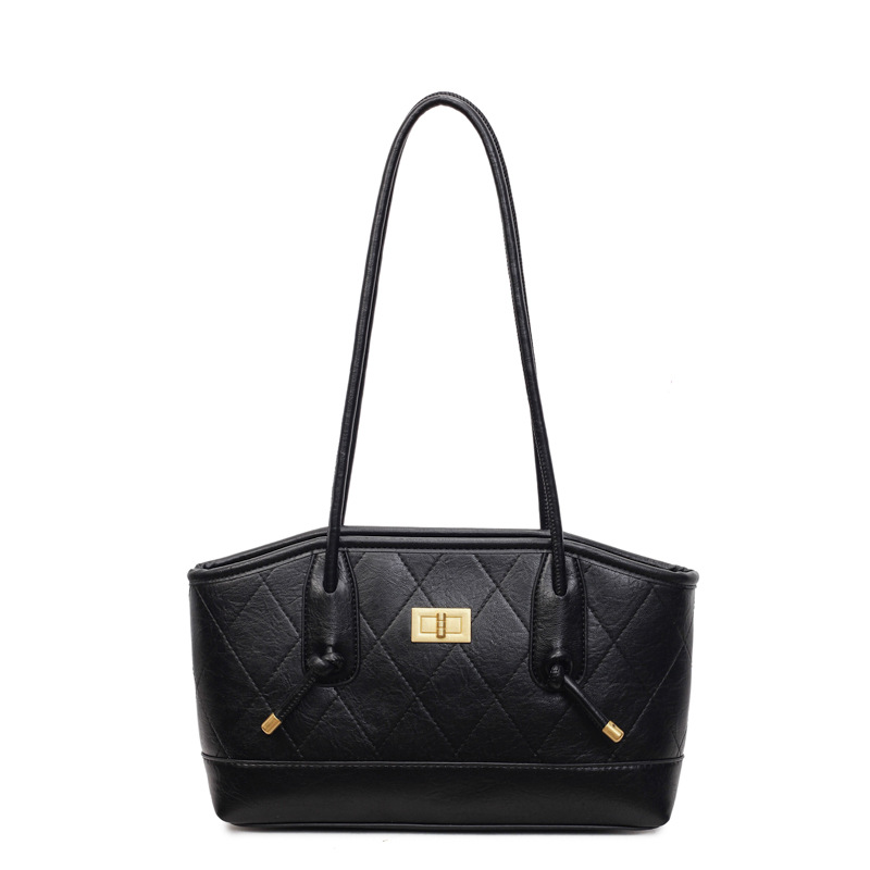 Bolsa de mano transfronteriza de alto nivel, bolso de celosía casual para mujeres, otoño y invierno 2025, nueva bolsa de hombro casual de gran capacidad.
