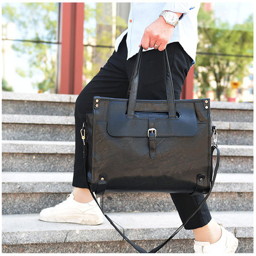 Cross-border Men's Briefcase Large Capacity Business Crossbody Laptop Bag Commuting Simple Handbag Meeting Bag Bags