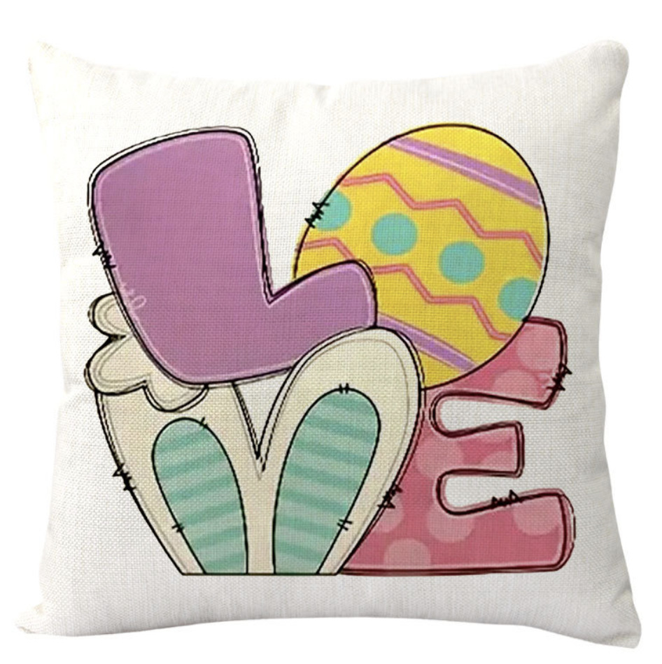 Amazon transfronterizo conejo de Pascua huevo lino almohada cubierta de cojín de coche de oficina sofá