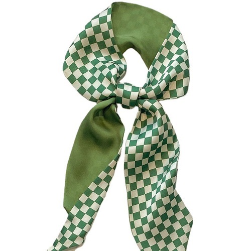 Delicate and Fresh Green Color Series Hair Ties, Small Long Strips, Women's Thin Satin Scarf, Flowing Ribbon, Packaging Decoration, Collar Scarf, Versatile