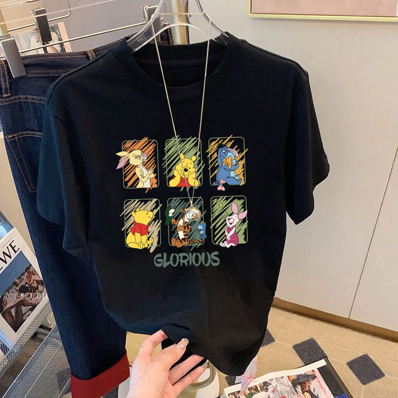 La moda fresca de seda del hielo Camiseta cuello redondo Camiseta de moda ropa superior carta impresión versátil casual corto hombres y mujeres mismo estilo image 7