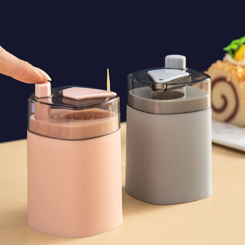 Nordic color automatic push-type toothpick box Home kitchen living room toothpick jar Portable creative toothpick holder