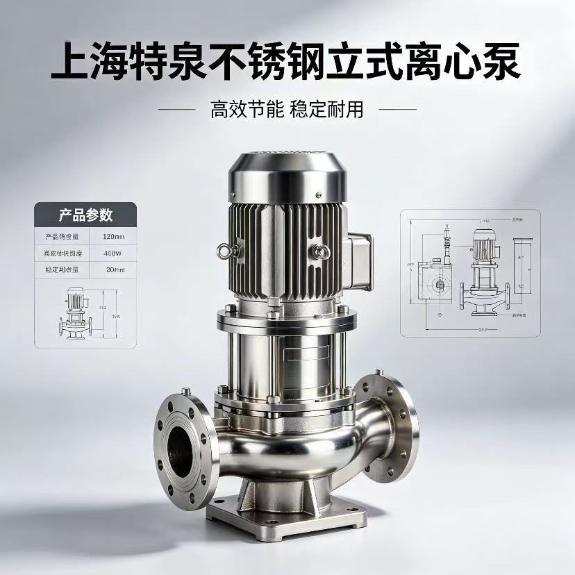 上海特泉TQH不锈钢立式离心泵管道泵铸铁管道泵冷热循环泵