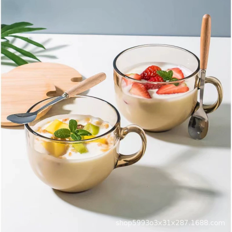 Стеклянная чашка камелия, чашка для овсяного завтрака, дом с крышкой, прозрачная чашка для молока и кофе, оптовая продажа