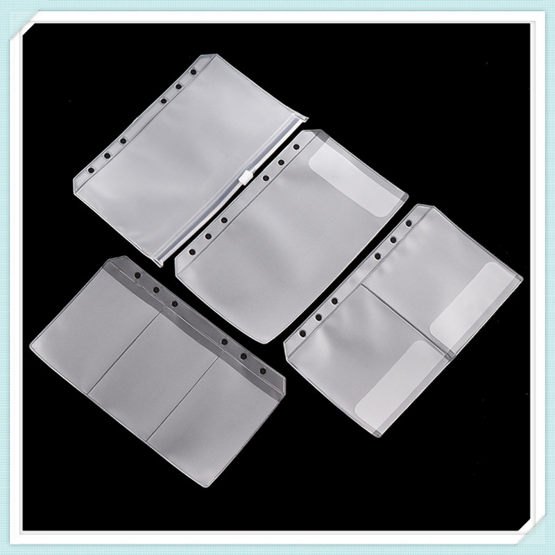 Bolsa de hojas sueltas con cremallera de PVC de fábrica A6 libro de mano de hojas sueltas de plástico esmerilado bolsa de almacenamiento Portátil Bolsa de hojas sueltas