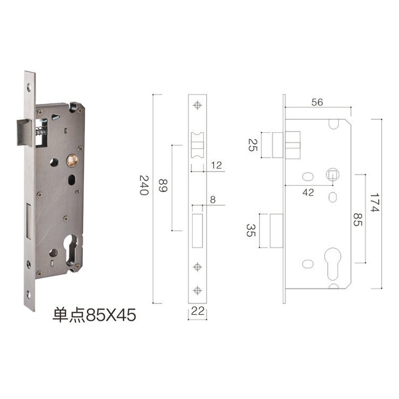 Aluminum Alloy broken bridge aluminum lock body old-fashioned stainless steel doors and windows broken bridge fingerprint lock aluminum lock body processing handle lock accessories