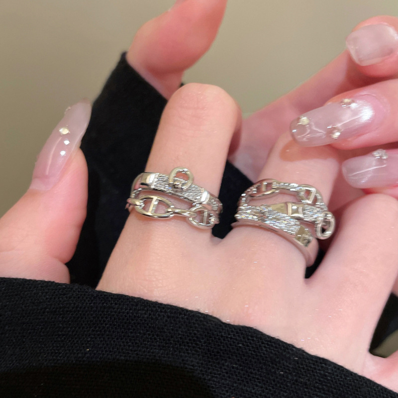 S925 Sterling Silver Pig Nose Adjustable Designer Ring For Women_voghion.com