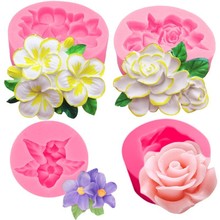 花朵系列栀子花鸡蛋花硅胶模具玫瑰花并蒂莲喇叭花巧克力翻糖模具