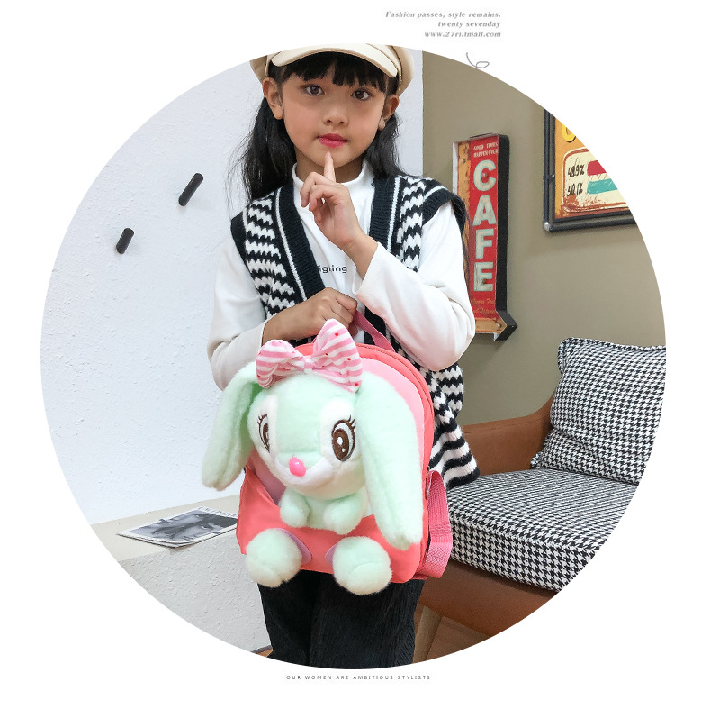 New children's backpacks, cute rabbit dolls, student kindergarten schoolbags, creative baby plush backpacks, printed undefined