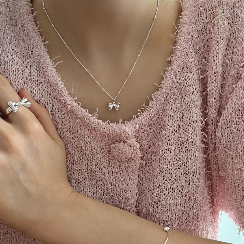 925 Sterling Silver Pendant Material 18K Gold Plated 925 Sterling Silver Bow Knot Simple Style Pendant Necklace For Women'S