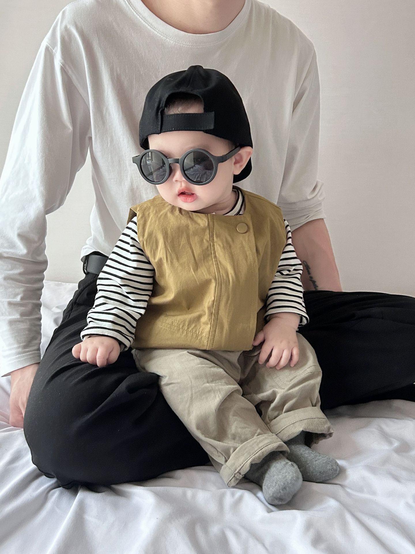 Baby coreano chaleco de algodón retrógrado de primavera variedad abrazadera de caballo recién nacido estilo exterior camisa de hombro de moda