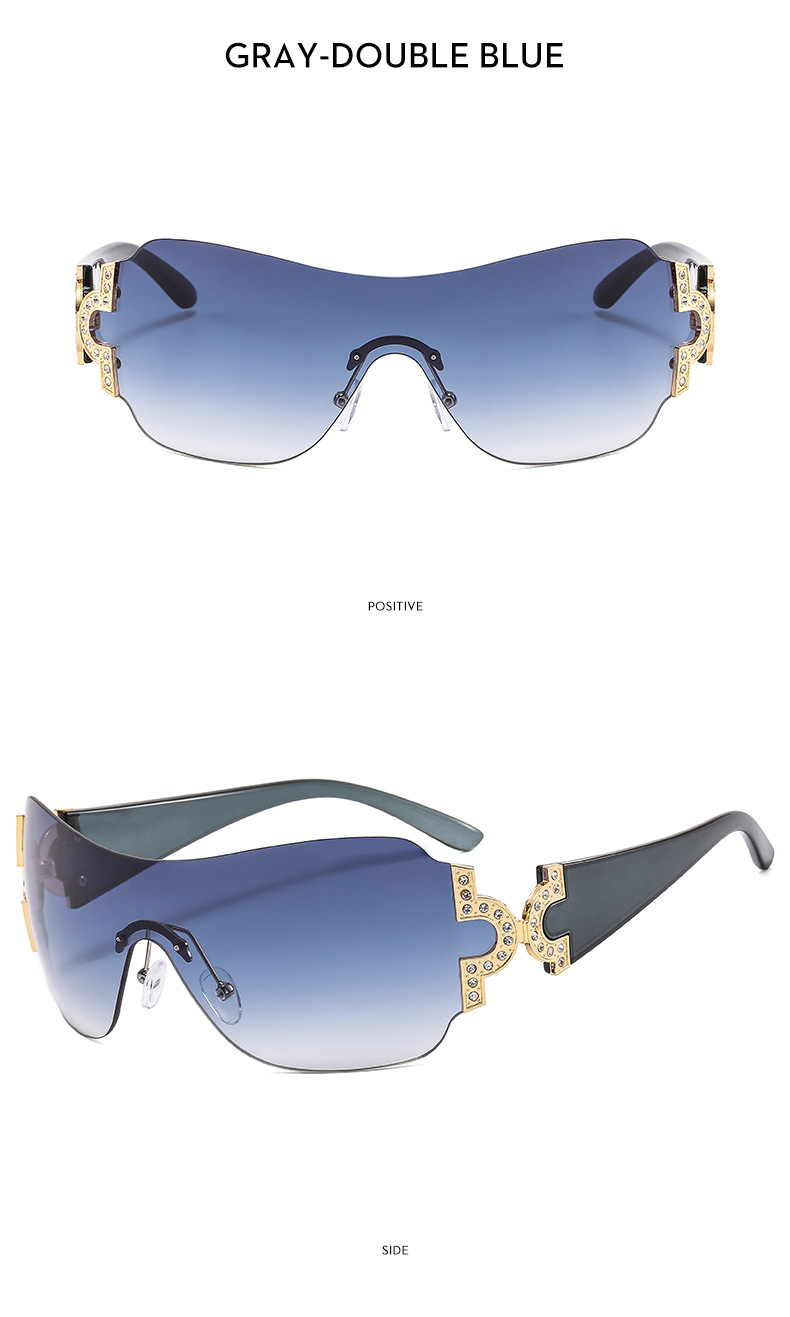 Simple Style Geometric Pc Oval Frame Rhinestone Frameless Women's Sunglasses display picture 2
