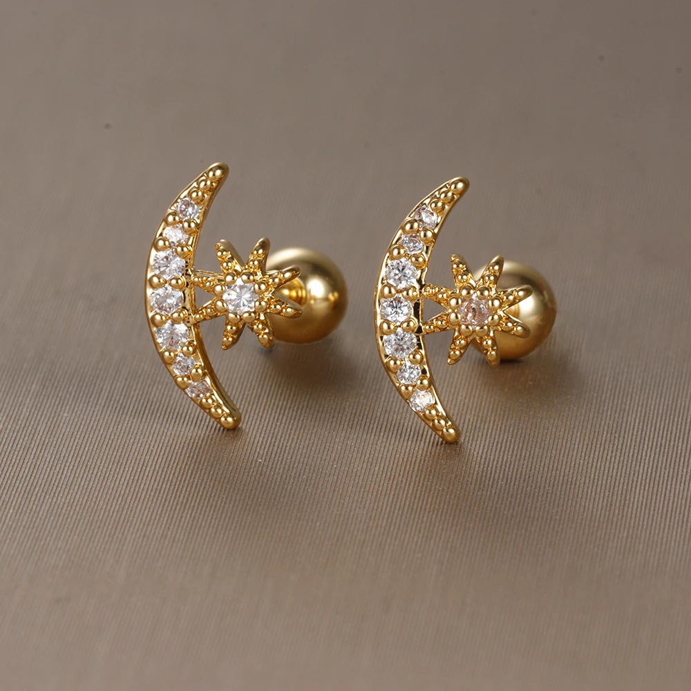 Geometric, Butterfly, Snowflake Pattern 1 Pair Vintage Style Classic Style Geometric Butterfly Snowflake Plating 304 Stainless Steel Zircon Ear Studs