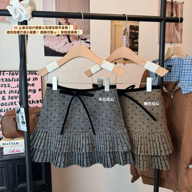 Gray Woolen Skirt for Women 2026 Autumn and Winter New Style Hip-Hugging High-Waisted A-Line Miu-Style Base A-Line Tiered Short Skirt