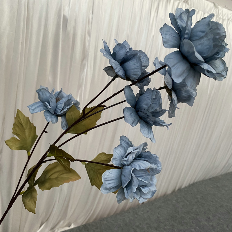 6 white velvet peony artificial flowers, dried flower bouquet decoration in dining room and living room, vase decoration flower arrangement
