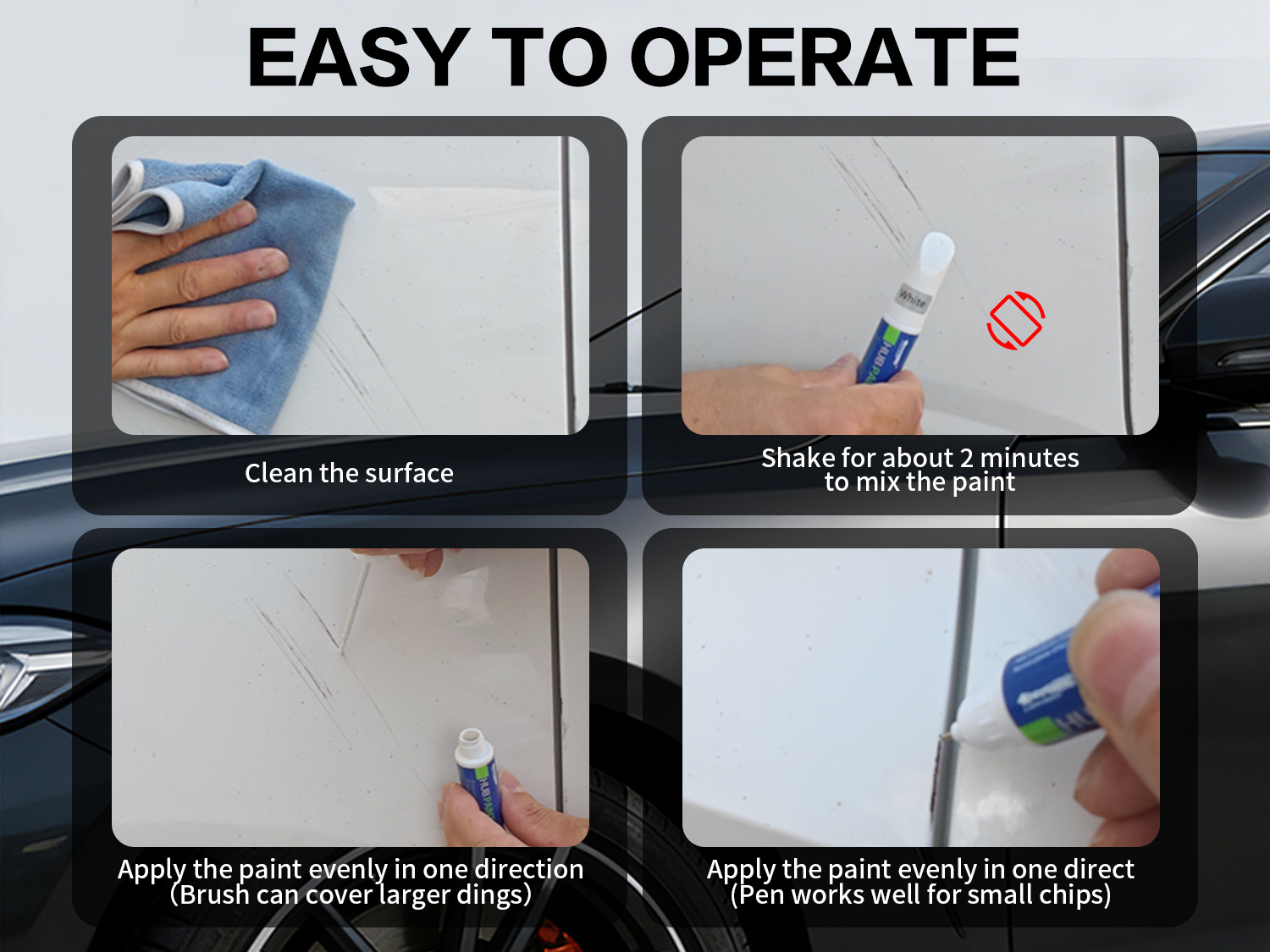 Cross-border exclusive car touch-up pen in pearl white, black, red, silver, and blue, universal scratch repair tool for car paint surfaces