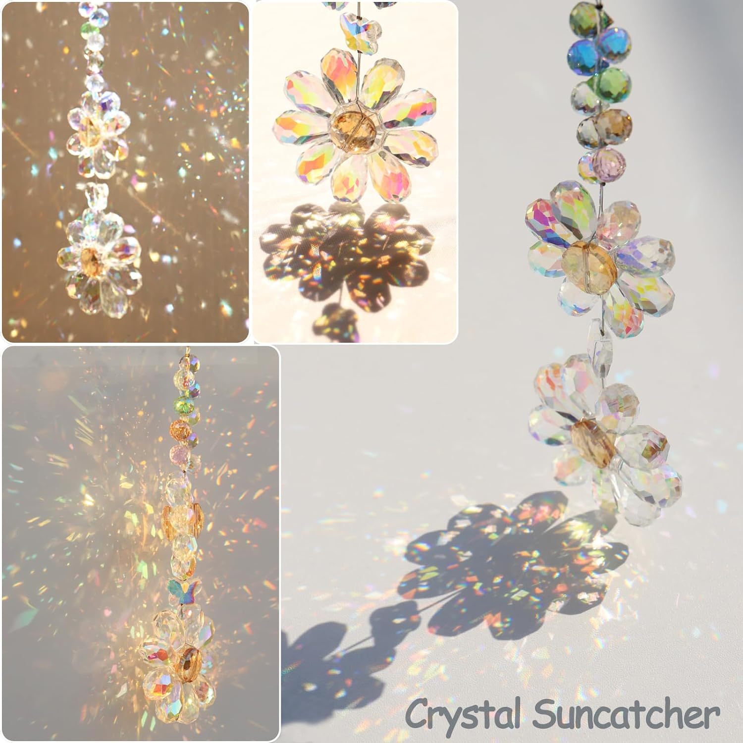 100g Weight Suncatcher, Wind Chime Home Textiles & Decor Type pendant Classification 1 Piece Quantity Home, Outdoor Occasion Artificial Crystal Material Flower Pattern Elegant, Shiny Style Elegant Shiny Flower Artificial Crystal Suncatcher Wind Chime Wall Art 3
