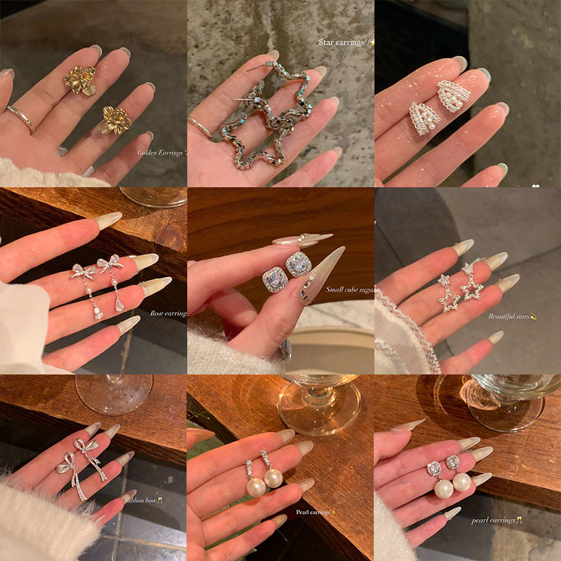 S925 Silver Needle Exquisite Super Shiny Zircon Earrings for Women, Light Luxury Niche High-End Style Earrings, Fashionable and Versatile Earrings