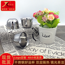 跨境不锈钢双层杯子创意小水杯隔热好运杯圆形加厚迷你喇叭酒杯子