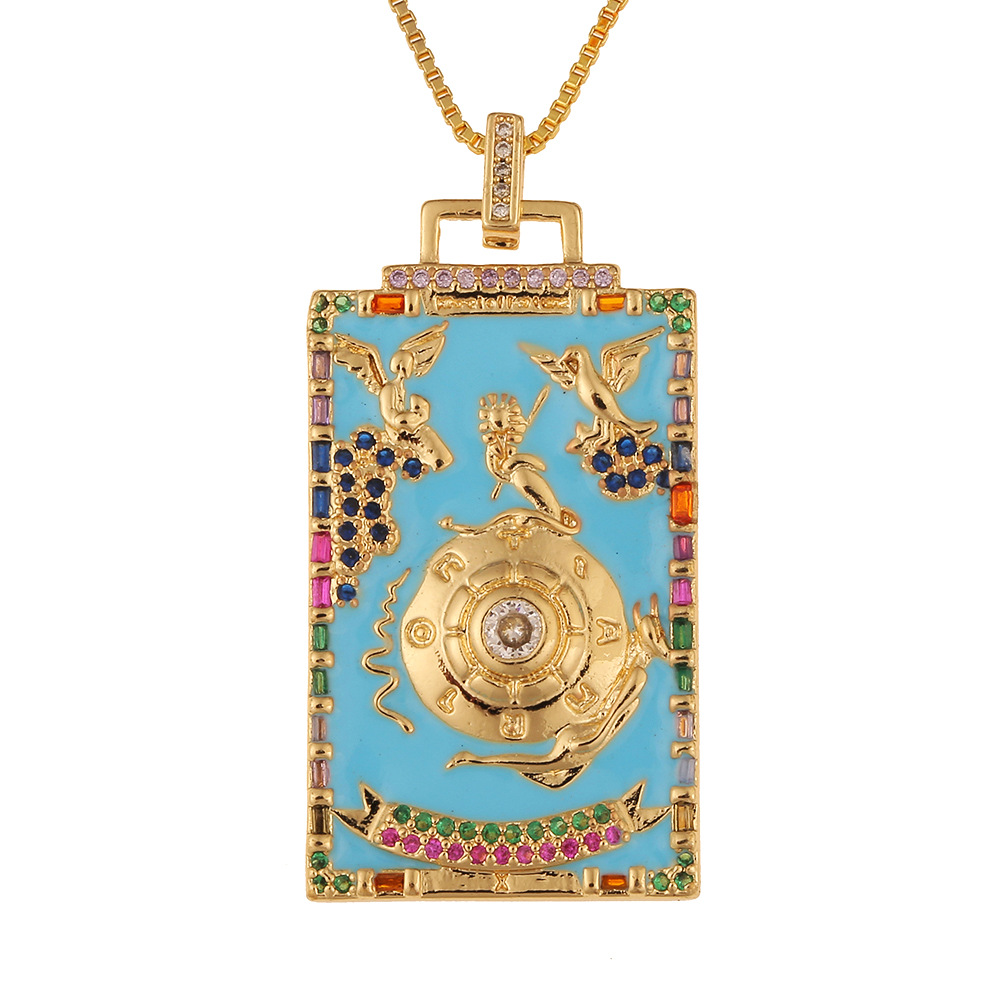 Fashion New Oil Drop Tarot Pendant Copper Zircon Necklace Wholesale Nihaojewelry display picture 31