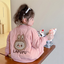 冬装女童加绒棒球服外套2025新款儿童秋冬季韩版绗棉时尚宝宝衣服