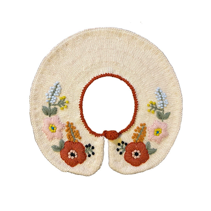 Детский поддельный воротник handmade, с вышивкой, цветочный