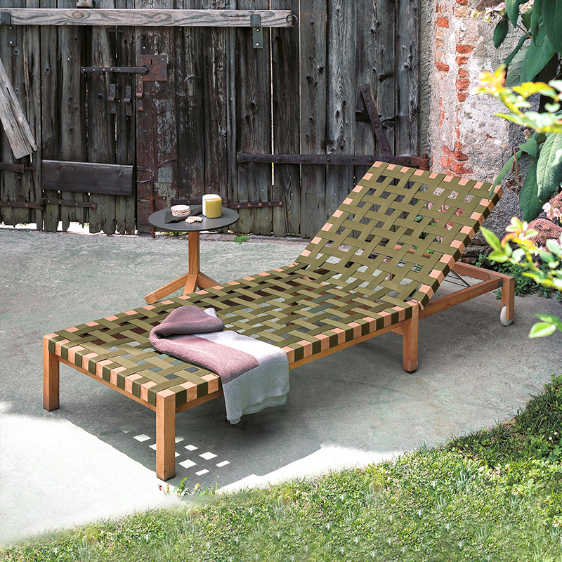 Nórdico reclinable al aire libre terraza balcón ocio plegable acostado cama Villa patio teca ratán piscina Silla de playa image 1