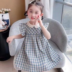 2024新款童裝公主夏裝小童裙子女童連衣裙夏季韓版洋氣格子女寶寶